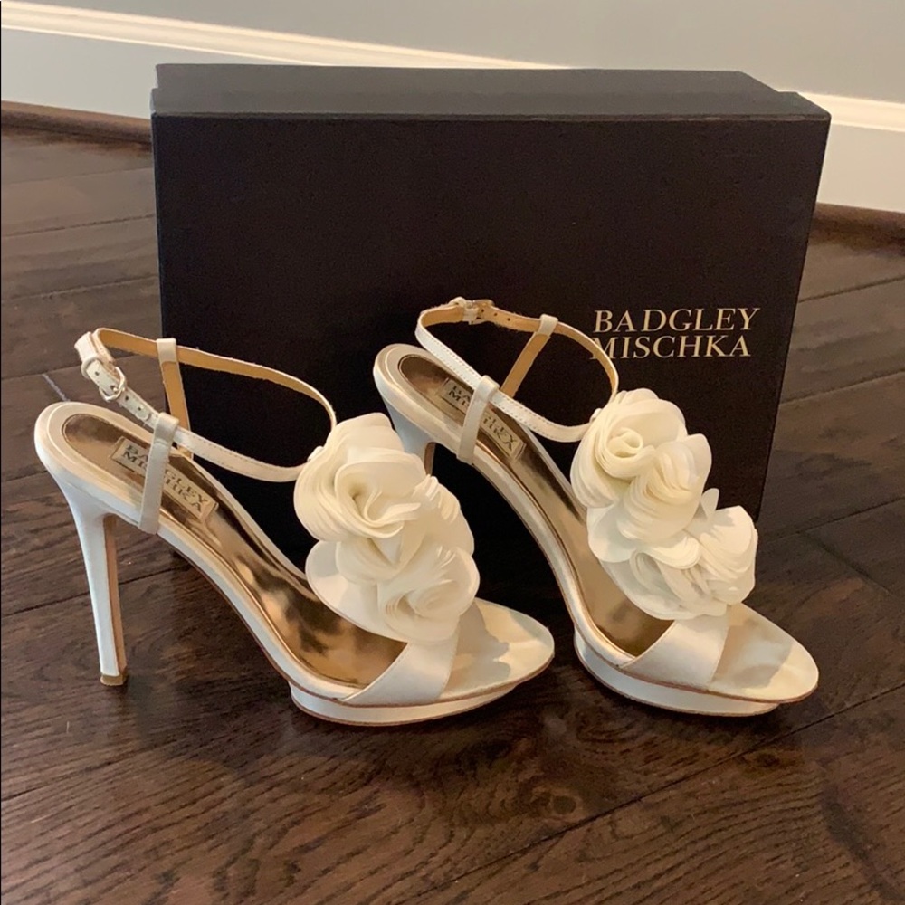 Badgley Mischka “Randee” White Satin Stiletto